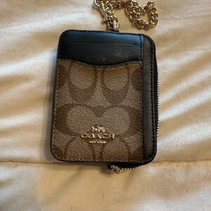 Coach Signature Brown and Black Card Holder